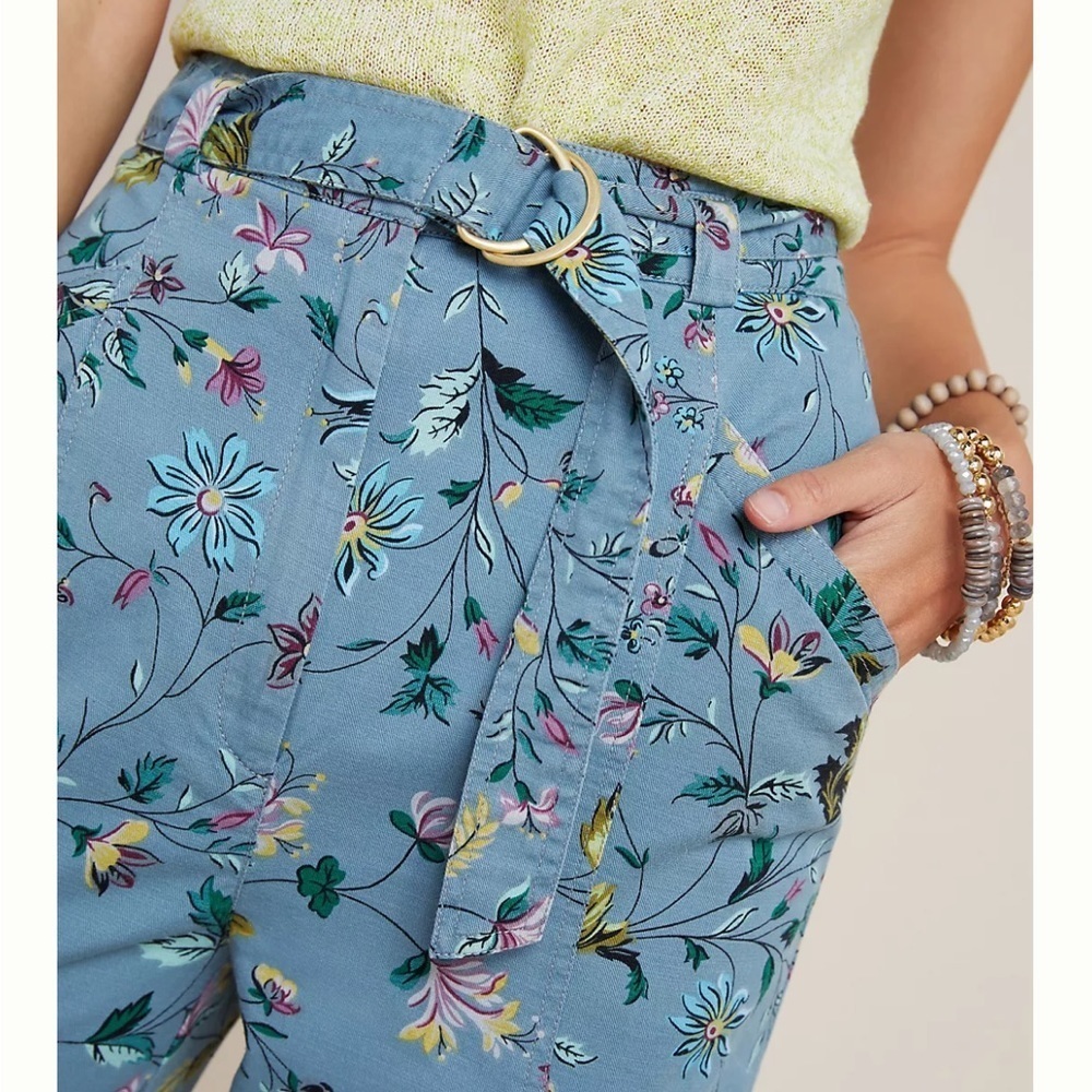 ANTHROPOLOGIE Victoria Floral Cargo Pants with Removable Belt - Picture 16 of 16